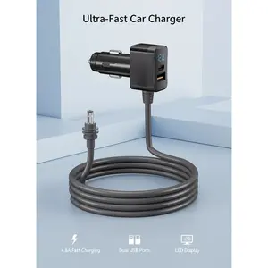 3 in 1 For Starlink Mini Cable 10FT, Nolansend Starlink Mini Car Charger DC Power Cable+Cigarette Lighter Adapter with Digital Display, USB Quick Charge, Durable USB C PD 36W/USB A 18W Ports for Trucks and Cars, Dual Port Charger