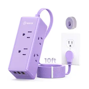 HONIZER Power Strip Surge Protector, Flat Plug Extension Cord with 6 Outlets & 3 USB Ports (1 USB-C), 10/15FT for Home, Office, Dorm Room, Gift for Mom