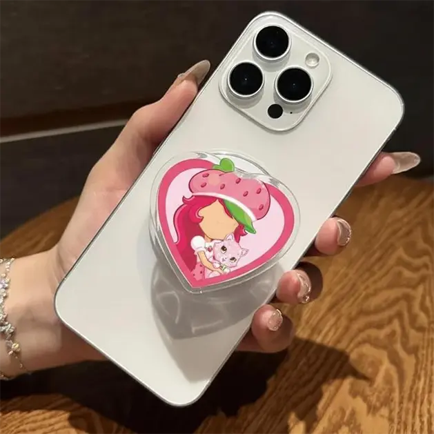 Cute Strawberry Girl Heart Magsafe Phone Grip – Magnetic Pop Socket & Kickstand – Kawaii Gift