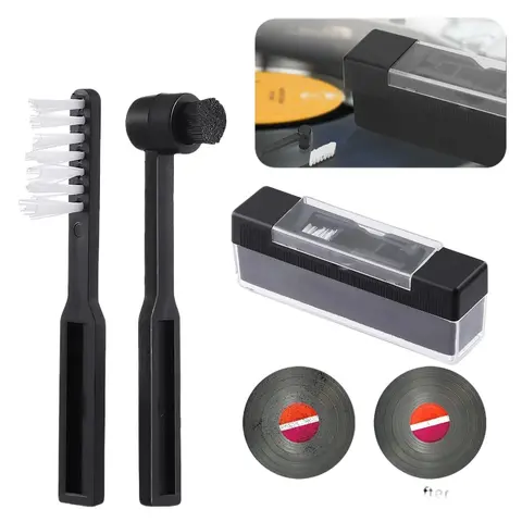 Dazone 3in1 Vinyl Record Cleaning Brush Set Stylus Velvet Anti-static Cleaner Tool Kit Sponge