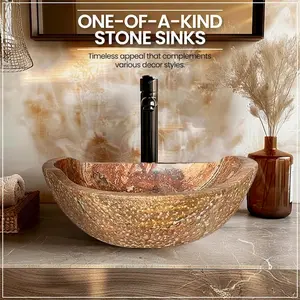 Natural Stone Sink - Rustic Travertine Marble - Hand Carved Vessel Sink - Vanity Bathroom Sink - Handmade