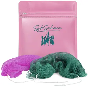 African Exfoliating Net Sponge, Long Stretch Back Scrubber for Shower, Deep Clean Body Washcloth for Dead Skin & Keratosis Pilaris, Reusable Bath Sponge for Smooth Skin
