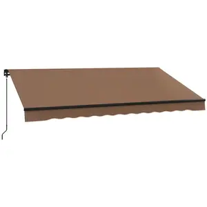Retractable Deck Awning – Coffee, 141.75"W x 118"D Shade Area. UV Resistant & Waterproof. Includes Mounting Hardware for Balcony, Door, Window or Wall