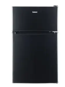 3.1 Cu ft Two Door Mini Fridge, Black, New