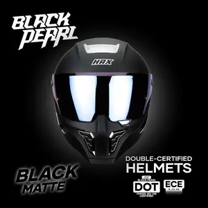 HAX Black Pearl Full Face Adult Motorcycle Helmets for Men with Pinlock Ready DOT ECE R.22.06 Approved Double-Certified Helmets comfortable fits