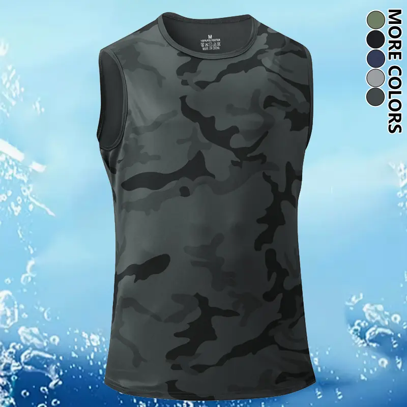 Men's Camo Athletic Tank Top, Summer Quick-Dry Breathable Sleeveless Shirt, Lightweight Moisture-Wicking for Gym Workouts & Daily Casual