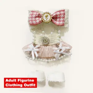 Pink Coquette Pearl Plush Outfit Set with Shoes sutiable Labubu Clothes Set, 17cm Doll Outfit, Fashion Accessories for The Monsters, Collectible Doll Clothing, Labubu Fashion Outfit Set, Cute Miniature Costume for The Monsters Vinyl Figure