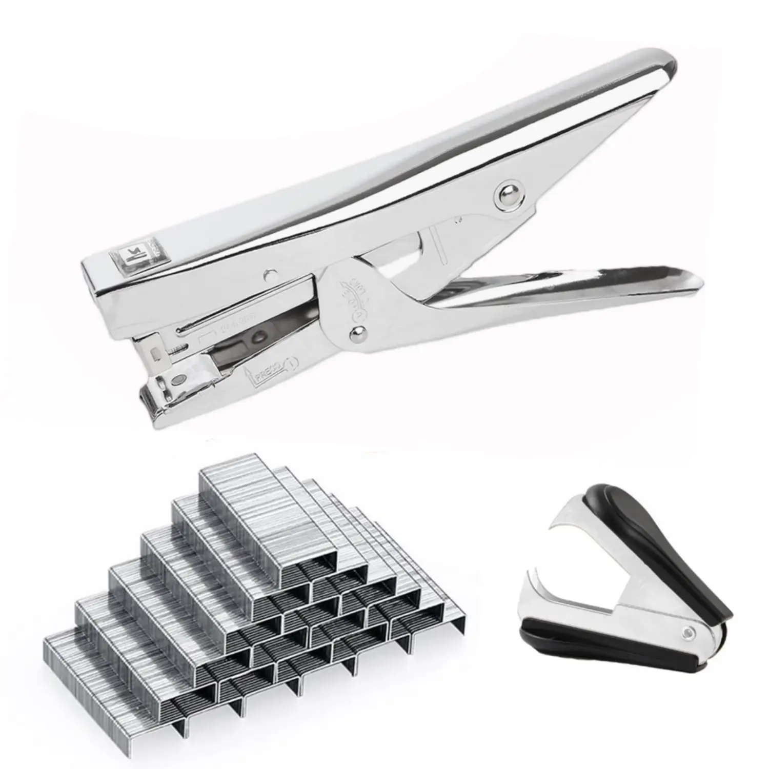 Heavy Duty Silver Metal Stapler Set - 20 Sheets Capacity, 24/6 Type, No-Jam, Large Capacity, 1000 Staples, Staple Remover for Office Desktop Use - Home Improvement, Building Supplies, Wallpaper & Wall Trim