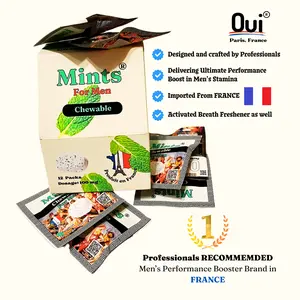 Oui's Chewable Mints for MEN: Enhance Strength, Stamina, Immunity & Brain Function with Organic Himalayan Shilajit sea Moss - 12 Packs ashwagandha
