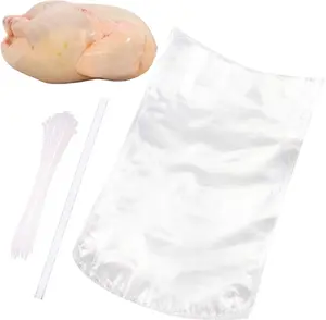 Poultry Shrink Wrap Bags,10x16Inches 50Pcs Clear Poultry Heat Shrink Bags Freezer with Zip Ties,Silicone Straw for Chickens,Rabbits