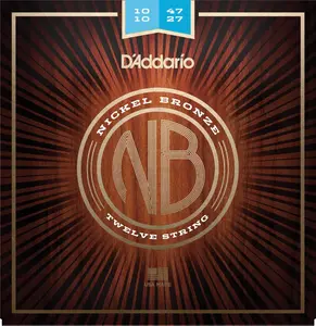 D'Addario NB1047-12 Nickel Bronze Acoustic Guitar Strings, Light 12-String, 10-47