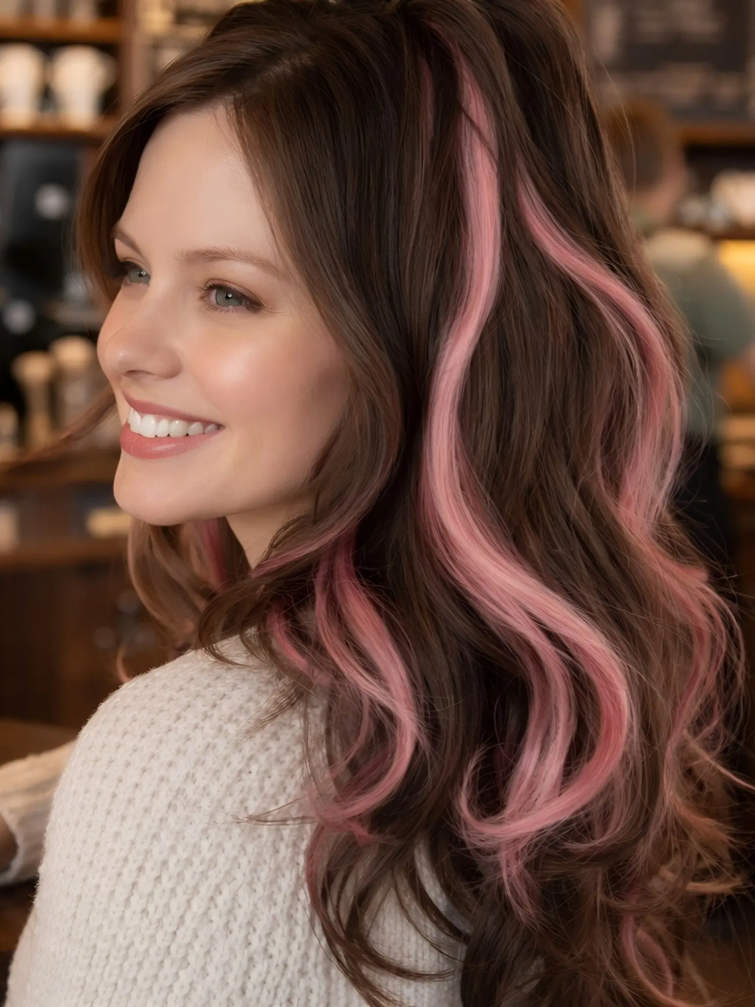 Women's Clip-On Waterfall Half-Up Ponytail High Volume Color Highlights Fashion Tail Hairpiece, Perfect for Christmas Halloween Summer Winter