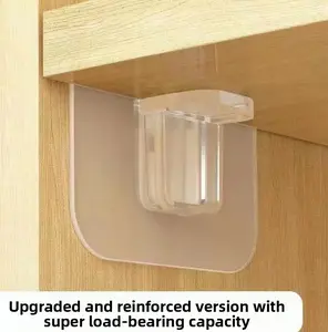 No-Drill Adjustable Shelf Support Clips for Wardrobes and Cabinets - Sticky, Load-Bearing Reinforcement Brackets