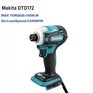 Makita DTD172 18V Cordless Brushless Impact Driver, 1/4" Hex Drive, 180 N·m Torque, 4 Speed Settings, LED Work Light, Anti-slip Grip, Compact Body, For Fastening And Assembly Work