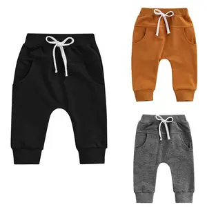 Toddler Baby Boy Girl Infant Basic Plain Sweatpants Comfy Cotton Pants with Pockets 0-3 Years