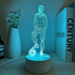 Soccer Player 3D Night Light, 7 Color Changing LED Lamp with Touch Control, Football Fan Gift for Bedroom & Game Room Decor, Cool Sports Themed Nightlight for Sports Enthusiasts
