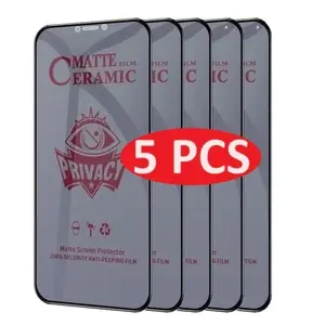 5-Pack Matte Privacy Screen Protectors, Compatible with iPhone 17 Pro Max, 16e, 15 Pro Max, 14, 13, 12, 11 Series, Anti-Fingerprint, 9h Tempered Glass