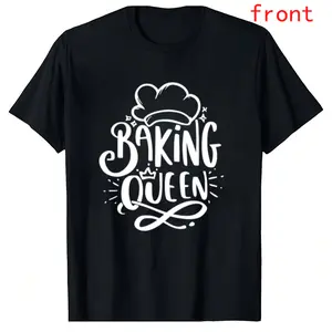 Women's Graphic Tee with Baking Queen Theme Including Chef Hat and Crown