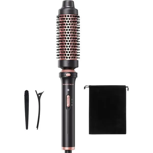 Wavytalk Thermal Brush 1.5" Detachable Heated Round Brush for Blowout Look | Detachable Brush Head Includes Travel Pouch, Create Voluminous Blowout Look, Tourmaline Ceramic, 2 Temp Settings Dual Voltage