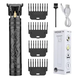 LQT Black Dragon Engraved Hair Trimmer, Cordless Zero Gapped Detail Trimmer with 4 Guide Combs, USB Rechargeable Professional Barber Tool for Men, Home Salon, Gift for men