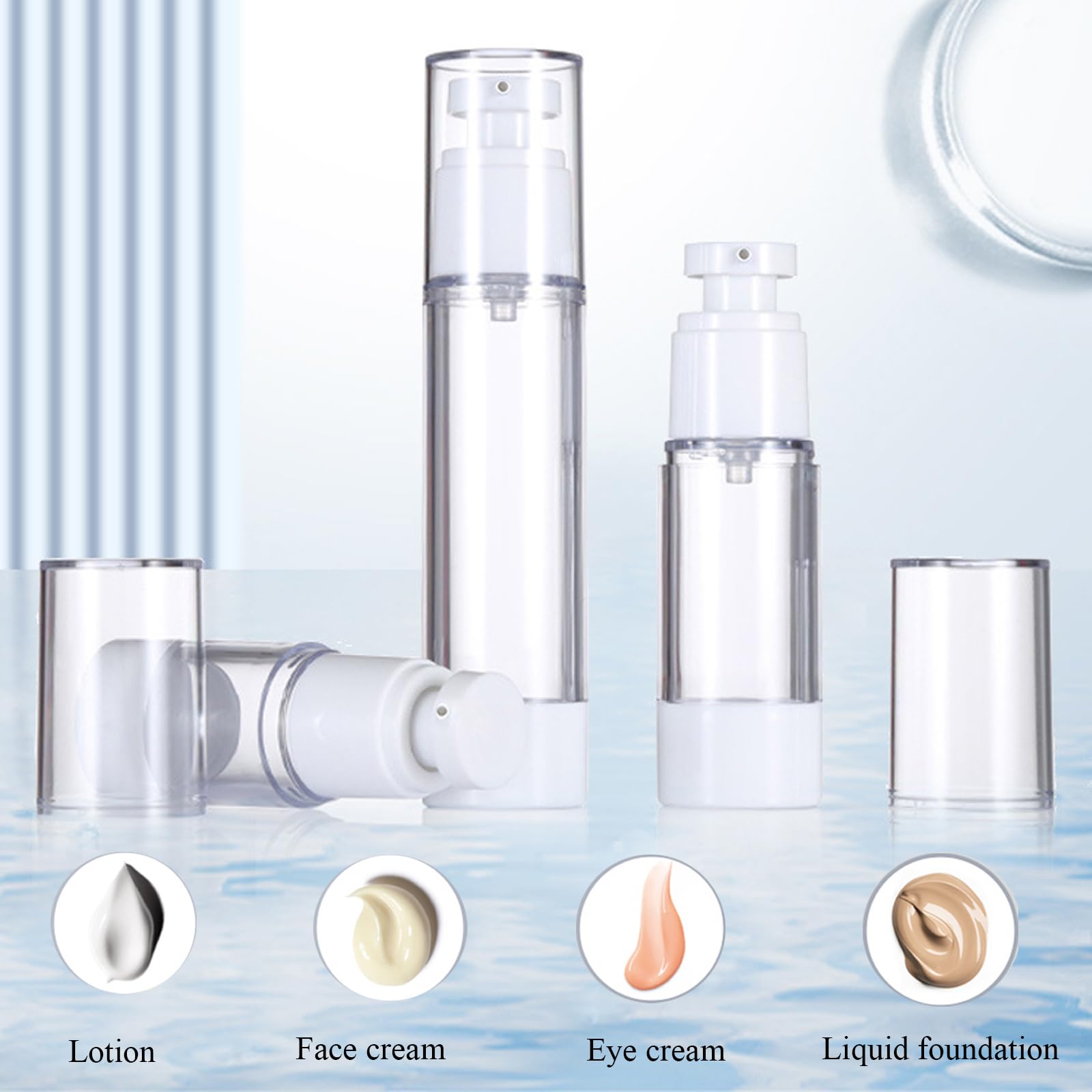 3 Pack Airless Pump Bottles Travel Size Pump Bottle Lotion Container Refillable Cosmetic Pump Dispensers for Foundation Moisturizer Shampoo Toiletry(0.5oz+1oz+1.7oz) 3 Pack Airless Pump Bottles Travel Size Pump Bottle Lotion Container Refillable Cosmetic Pump Dispensers for Foundation Moisturizer Shampoo Toiletry(0.5oz+1oz+1.7oz)