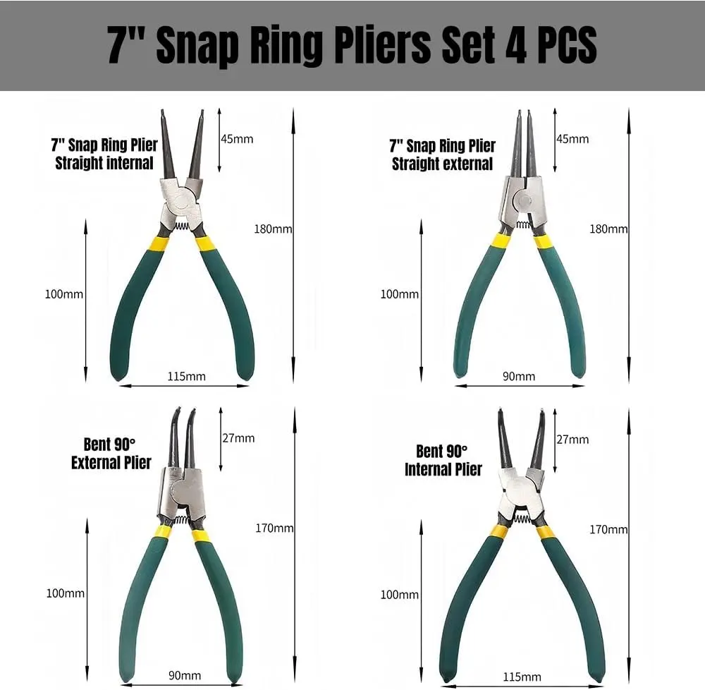 Dual-Use Card Spring Pliers Set - Elbow & Straight Heads, Inner & Outer Bending Capabilities, Manual Multi-Specification Hand Tools Kit