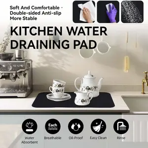 Solid Color Kitchen Drip Mat,Uoiuhy Kitchen Gadgets Absorbent Dish Drying Mat,  Coffee Table Mat, Summer, Home, Badroom Essentials, Summer