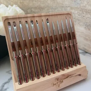 Set Luxury Nail Brush with Metal Handle Wooden