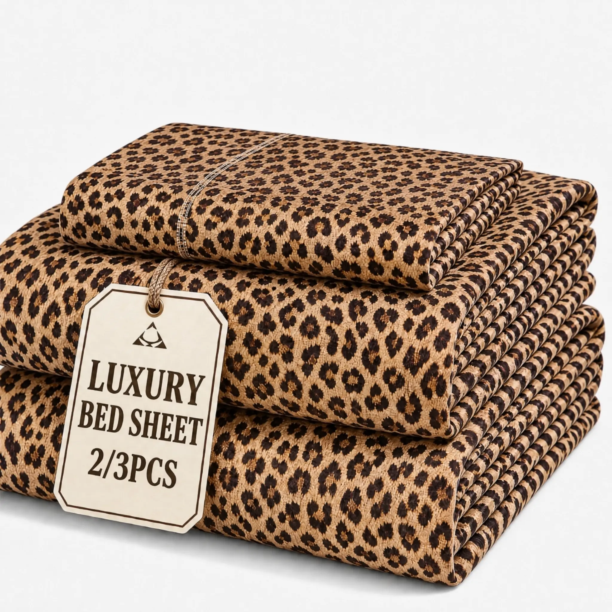 Cosybay Leopard Print Satin Fitted Sheet Set 2/3Pcs, Cooling Breathable Deep Pocket Fitted Sheets with Pillowcases, Pet Friendly Wrinkle Resistant Bedding for Summer Fall Halloween Bedroom Decor, Luxury Silky Smooth Easy Care Bed Sheets summerwins