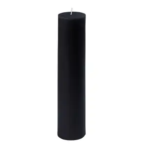212 MAIN Round Unscented Decor Pillar Candles - Jeco CPZ-2903-12, 2x9 in, Black, 12-Piece, Handpoured, Long-Burning, Smokeless, for Decoration & Room Decorations (Camping & Hiking Lights)