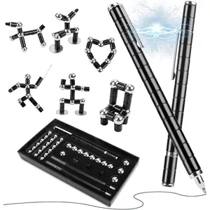 Magnetic Fidget Pen, Upgraded Black Modular Magnet Writing Tool for Adults, DIY Multifunctional Decompression Desk Toy, Unique Birthday Gift for Office, Holiday Present for 14 Years and Up