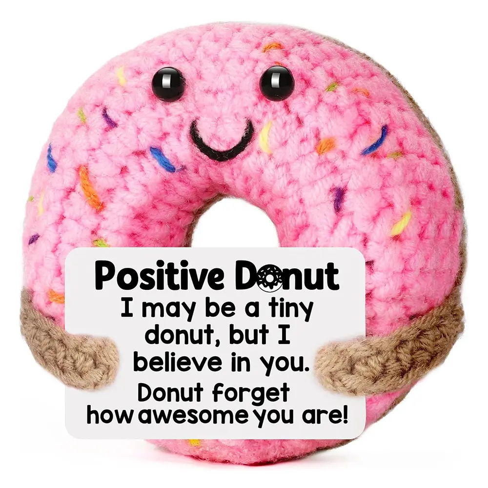 Funny Positive Gifts, Emotional Inspirational Support Crochet Donut Amigurumi for Women and Men Friend Student Birthday Graduation Potato Pickle Christmas Stocking Stuffers Xmas Holiday Handmade Crochet Figure