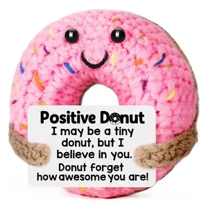 Funny Positive Gifts, Emotional Inspirational Support Crochet Donut Amigurumi for Women and Men Friend Student Birthday Graduation Potato Pickle Christmas Stocking Stuffers Xmas Holiday Handmade Crochet Figure