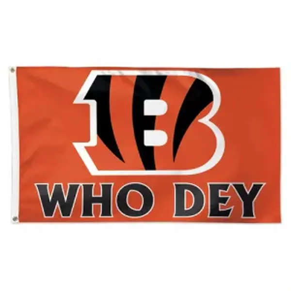Cincinnati Bengals WHO DEY Fan Flag - Durable Fade Resistant Polyester Decorative Banner with Team Logo, Lightweight, Hanging for Outdoor Party, Hallway Hang Display