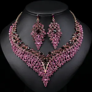 Necklace and Earrings Set Exaggerated Retro Feel Exquisite Design Party Dress Colorful Enamel
