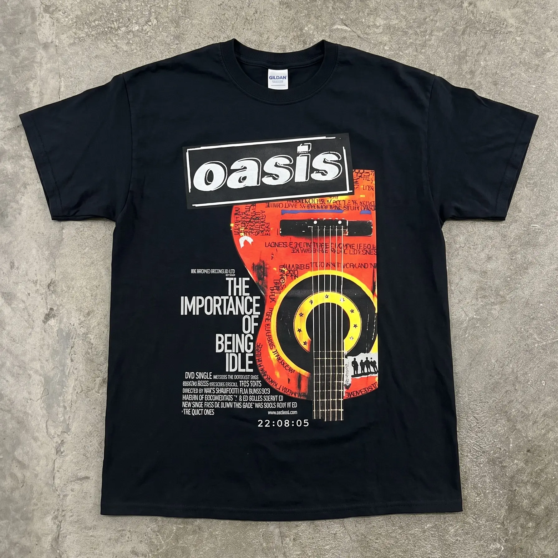 Oasis Vintage 90s Indie Rock Aesthetic Graphic Tee | Gildan 5000 T-Shirt | Grunge Retro Guitar Music Album Cover Art Top | Unisex Concert Fan Gift