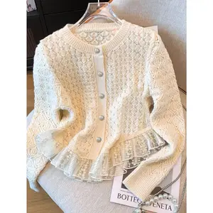 Fashionable and Elegant Women's Knitted Round Neck Button Cardigan Knitwear Womenswear