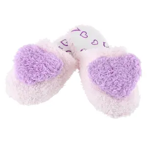 CTM Girl's Fluffy Heart Assorted Slippers, Girls Slippers