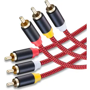 Audio Video RCA Cable 3Ft,3RCA Male to 3RCA Male 24K Gold Plated Composite AV Cable Compatible with Set-Top Box,Speaker,Amplifier,DVD Player and More(3Ft/1M)