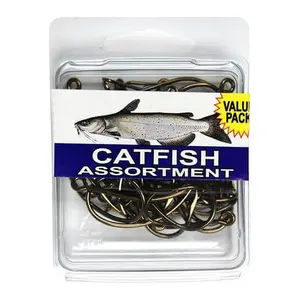Eagle Claw Catfish Fishing Hooks Assortment Clam Pack 40 Pieces Durable Corrosion Resistant Sharp Reliable Hooks for Freshwater Saltwater Fishing