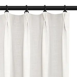Inovaday 2pcs Blackout Curtains Linen Curtains for Living Room Bedroom Pinch Pleated Curtains Set, Thermal Room Darkening Window Linen Curtain Drapes Outdoorfun