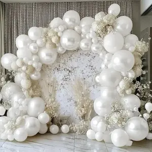 Pearl White Latex Balloon Arch Kit for Birthday Party Wedding Proposal Bridal Shower Indoor Outdoor Scene Setting Decorations