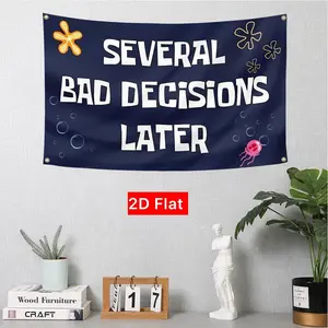 2D Flat Banner 1pc, Cool Fun Design for College Dorms, Cave Brothers' Bedroom Decor, Pull Flag Banner, No Power Required