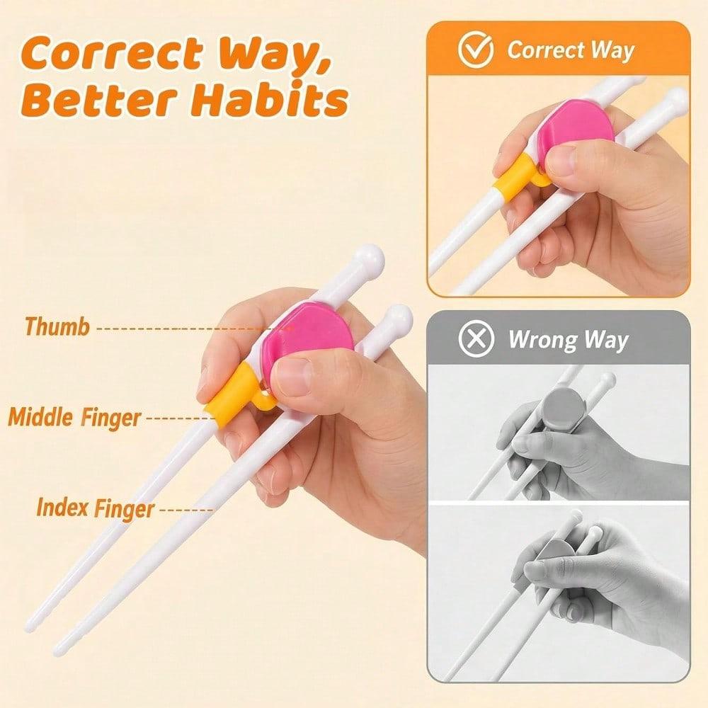 6pcs Reusable Children's Beginner Training Chopsticks, Auxiliary Practice Utensils for Independent Eating, Suitable for Home & Kindergarten Outdoor Picnicware Mess Kits