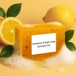 3Pcs Turmeric & Kojic Acid Brightening Soap, Kojic Acid Soap, Soap Body Care Body Wash Lemon Flawless Organic Facial Cleansing Skincare Skin Repair Comfort Cleanser