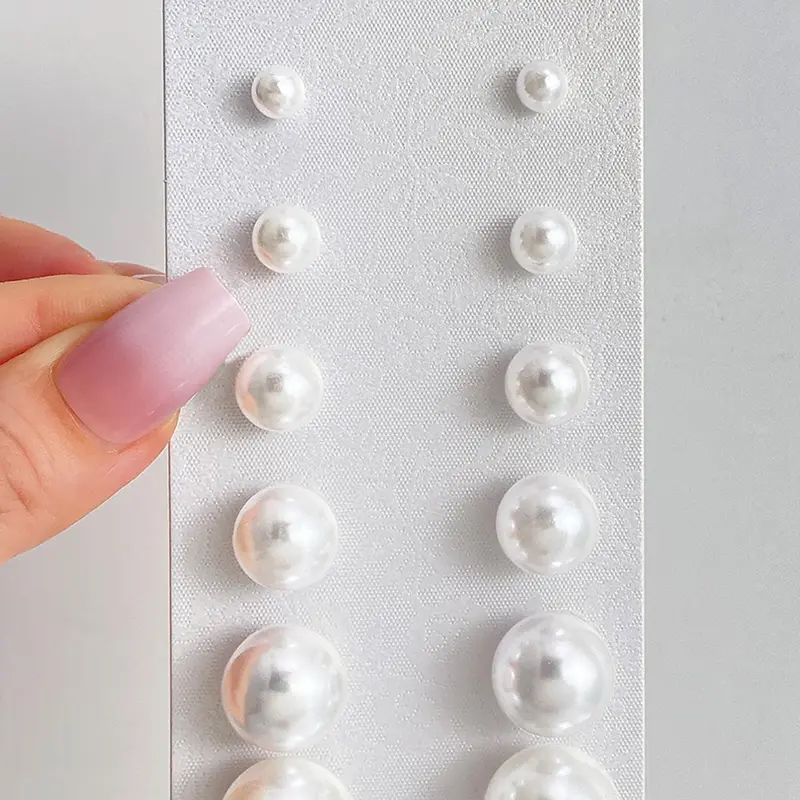 Elegant Classic Pearl Earrings Set of 6 Pairs, Multi-Size, Stylish Jewelry for Women, Perfect Gift Idea, Stud Earring Pack