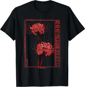 Japanese Spider Lily Aesthetic T-Shirt – Soft Grunge Anime Flower Graphic Tee, Red Lycoris Shirt S–3XL