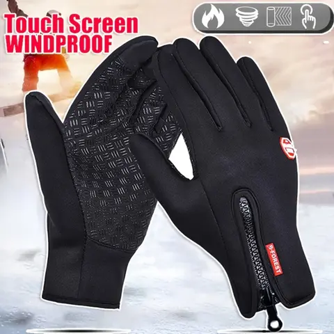 Unisex Winter Windproof Anti-Skid Touchscreen Warm Gloves - Suitable for Skiing, Snowboarding, and Fitness. Ergonomically Designed with Zippers and Wrist Straps. Ideal for Christmas, Valentine's Day, and New Year's Gifts, Winter Sports Gear.