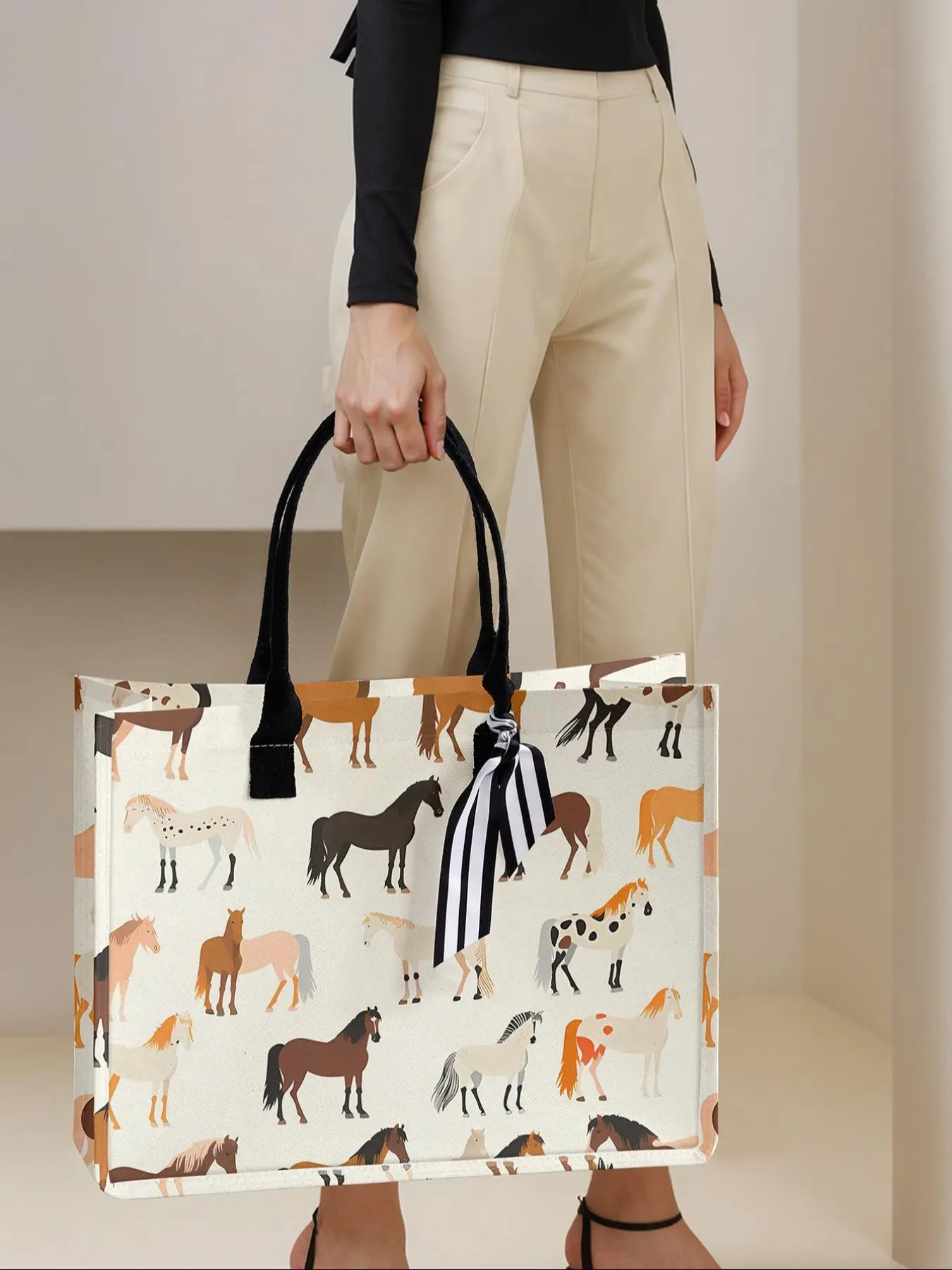 Vintage 1964 Horse Print Tote Bag, Unique Birthday Gift for Women