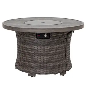 Patio Aluminum Rattan Fire Pit Table